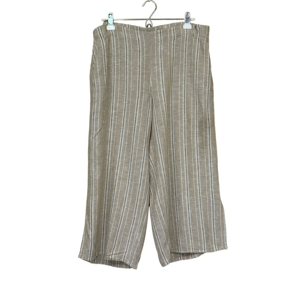 J. Jill Taupe Striped Wide Leg Pants